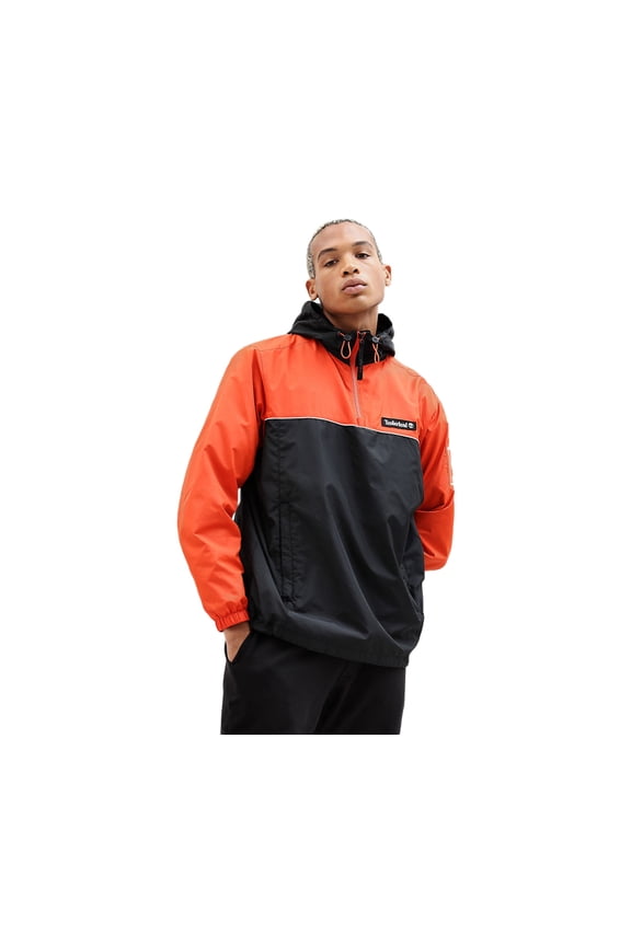 Windbreaker Half Zip Mens Jackets Size S, Color: Orange/Black