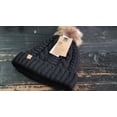thumbnail image 1 of Timberland Heavy Wool Knit Black Fur Lined Pom Pom Beanie Size One, 1 of 2