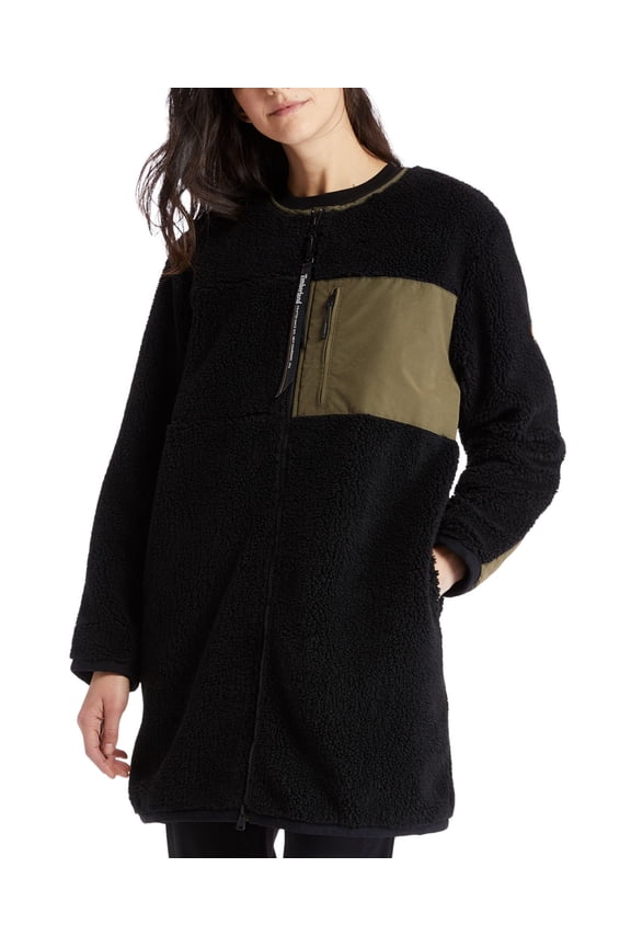 Womens Colorblocked Long Fleece Jacket