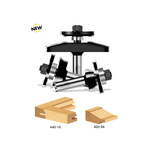 Timberline TRS-230 3-PC Shaker Raised Panel Cabinet Door Making Router Bit Set 1/2 SHK with BB and Back Cutter for 5/8 to 7/8 Inch Material. Includes 440-16 & 420-54.