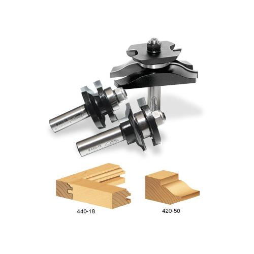 Timberline TRS-250 3-PC Ogee Raised Panel Door Making Router Bit Set 1/2 SHK with BB and Back Cutter for 5/8 to 7/8 Inch Material. Includes 440-18 & 420-50.