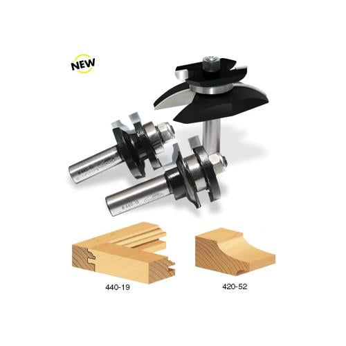 Timberline TRS-270 3-PC Cove Raised Panel Door Making Router Bit Set 1/2 Inch SHK with BB and Back Cutter for 5/8 to 7/8 Inch Material. Includes 440-19 & 440-52.