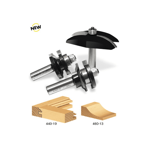 Timberline TRS-280 3-PC Cove Raised Panel Door Making Router Bit Set 1/2 SHK w/ BB  for 5/8 to 7/8 Inch Material. Includes 440-19 & 440-13.