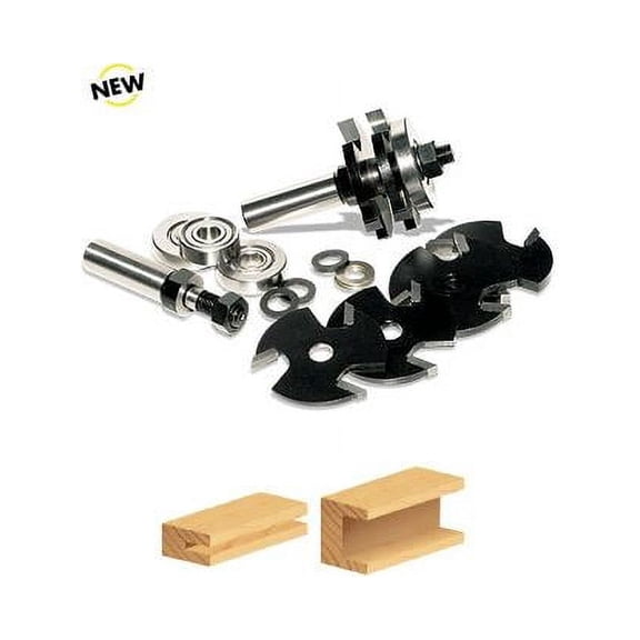 Timberline TRS-310 Multi 3-Wing 1/8 to 1-1/8 Slot Thickness Slot Cutter Set w/Four Cutting Depths of 1/4 3/8 7/16 & 1/2 Inch x 1/2 Inch SHK