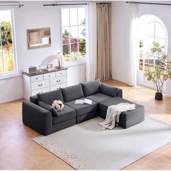 Timbernest 100" L Shaped Modular Sectional Sofa, Convertible Sofa Bed ...