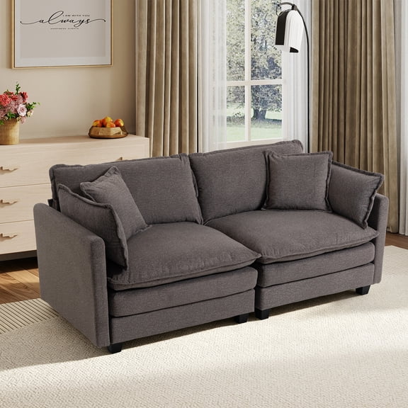 Timbernest 78" Modular Sectional Cloud Couch, Chenille Loveseat Sofa for Living Room, Apartment, Easy Assembly, Gray