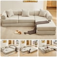 thumbnail image 1 of Timbernest 107" Oversized L-Shaped Cloud Couch, 7 in 1 Corduroy Modular Sectional Sofa for Living Room, Convertible Sleeper Sofa Bed with Side Pockets, No Assembly, Beige, 1 of 12