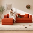 thumbnail image 1 of Timbernest 108" Modular Sectional Sofa with L-Shape Chaise, Convertible Sleeper Couch for Living Room, Corduroy Orange, 1 of 7