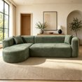 thumbnail image 1 of Timbernest 109" Oversized Chenille Couch for Apartment, Sectional Sofa with Thick Armrests, Deep Seat, Green (Left Facing Chaise), 1 of 9
