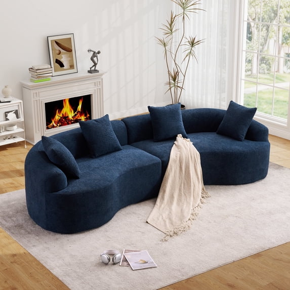 Timbernest 110" Modular Sectional Sofa, Boneless Couch for Living Room, Playroom and Kids Room, Chenille Fabric, Deep Navy
