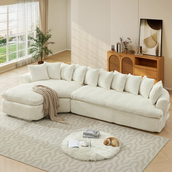 Timbernest 127" Modular Sectional Sofa, L Shaped Cloud Couch for Living Room, 4-Seat, No Assembly Required, Beige