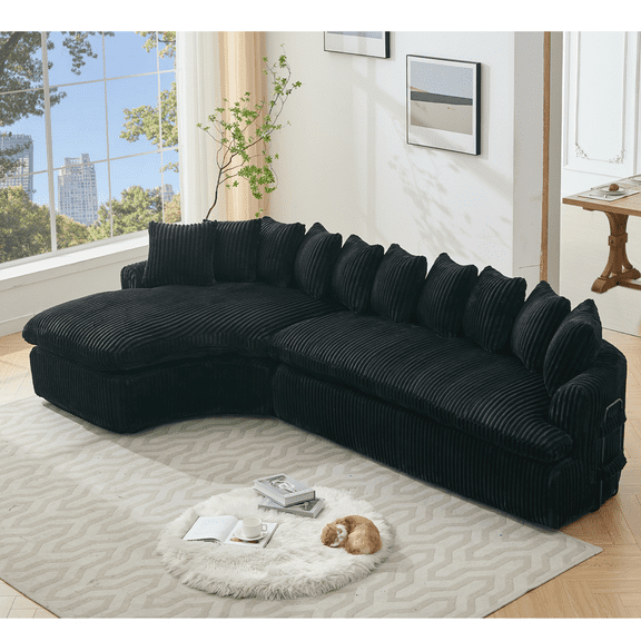 Timbernest 127" Modular Sectional Sofa, L Shaped Cloud Couch for Living Room, 4-Seat, No Assembly Required, Black