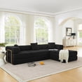 thumbnail image 1 of Timbernest 108" Modular Sectional Sofa with L-Shape Chaise, Oversized Cloud Couch, Convertible Sleeper Sofa, Folding Corduroy Sofa Bed for Living Room, Black, 1 of 10