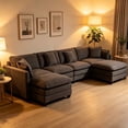 thumbnail image 1 of Timbernest 150" Modular Sectional Sofa with Movable Ottomans, U Shaped Chenille Cloud Couch for Living Room, 4 Seater, Gray, 1 of 6