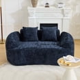 thumbnail image 1 of Timbernest 66" Chenille Curved Sofa, Boneless 2 Seater Cloud Sofa for Small Spaces, Dark Blue, 1 of 12