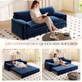 thumbnail image 1 of Timbernest 66" Futon Sofa Bed, 3 in 1 Convertible Sleeper Sofa Queen Size with Side Storage, Velvet Pull Out Sofa Bed, Blue, 1 of 11