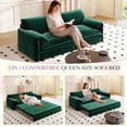 thumbnail image 1 of Timbernest 66" Futon Sofa Bed, 3 in 1 Convertible Sleeper Sofa Queen Size with Side Storage, Velvet Pull Out Sofa Bed, Green, 1 of 11