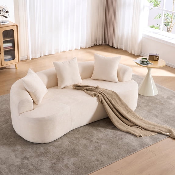 Timbernest 67" Boneless Cloud Sofa, Curved Sofa With Deep Seat, Modern Chenille Modular Sofa for Small Space, Beige