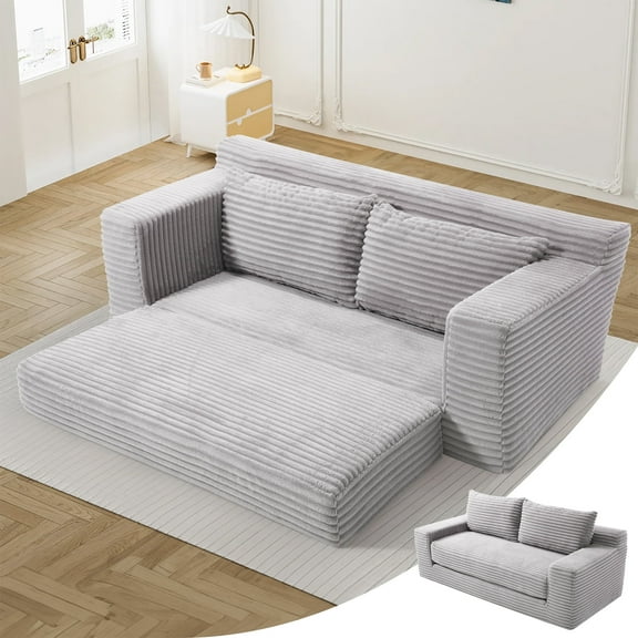 Timbernest 70" Convertible Sofa Bed, 2 in 1 Loveseat Sleeper Sofa Bed, Floor 2-Seater Comfy Memory Foam Couch, No Assembly Required, Light Gray