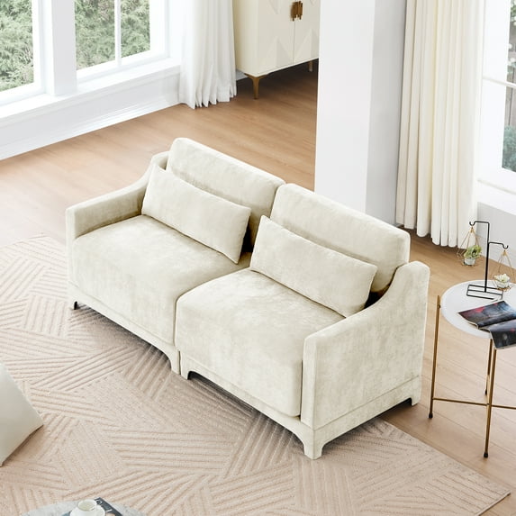 Timbernest 73.2" Loveseat Sofa, 2 Seater Chenille Couch, Cloud Modular Sofa for Living Room, Easy Assembly (Beige, 2 Seater)
