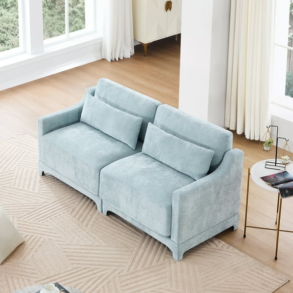 Timbernest 73.2" Loveseat Sofa, 2 Seater Chenille Couch, Cloud Modular Sofa for Living Room, Easy Assembly (Sky Blue, 2 Seater)
