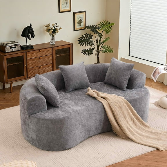 Timbernest 67" Boneless Cloud Sofa, Curved Sofa With Deep Seat, Modern Chenille Modular Sofa for Small Space, Gray
