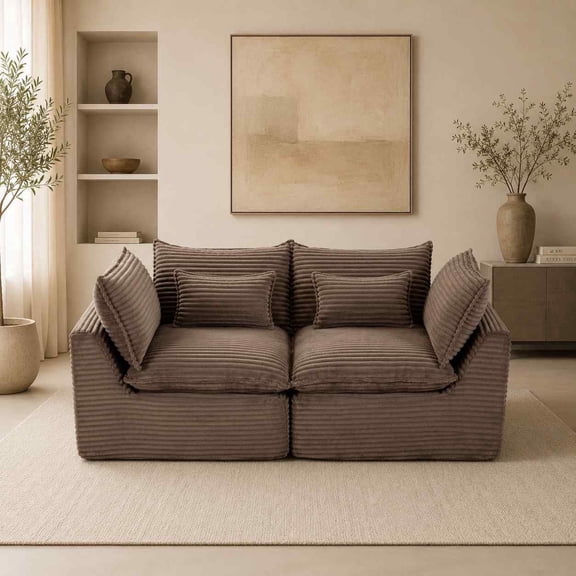 Timbernest 75" Boneless Loveseat Cloud Couch, Oversized Modular Sectional Sofa for Living Room, 2 Seater, Khaki