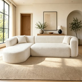 Timbernest 109" Modular Sectional Sofa, L-Shape Boneless Cloud Couch with Deep Seat, Chenille White (Left Facing Chaise)