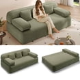 thumbnail image 1 of Timbernest 78.7" Sleeper Sofa, 2-in-1 Convertible Sofa Bed, 3-Seater Corduroy Cloud Couch with 3 Pillows for Small Spaces, Apartments and Bedrooms, Green, 1 of 14