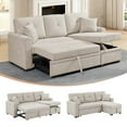 thumbnail image 1 of Timbernest 76.5" Pull Out Sofa Bed, Convertible L Shaped Sectional Sleeper Sofa with Chaise Storage, Almond Linen Blend, 1 of 11