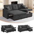 thumbnail image 1 of Timbernest 76.5" Pull Out Sofa Bed, Convertible L Shaped Sectional Sleeper Sofa with Chaise Storage, Charcoal Black Linen Blend, 1 of 11