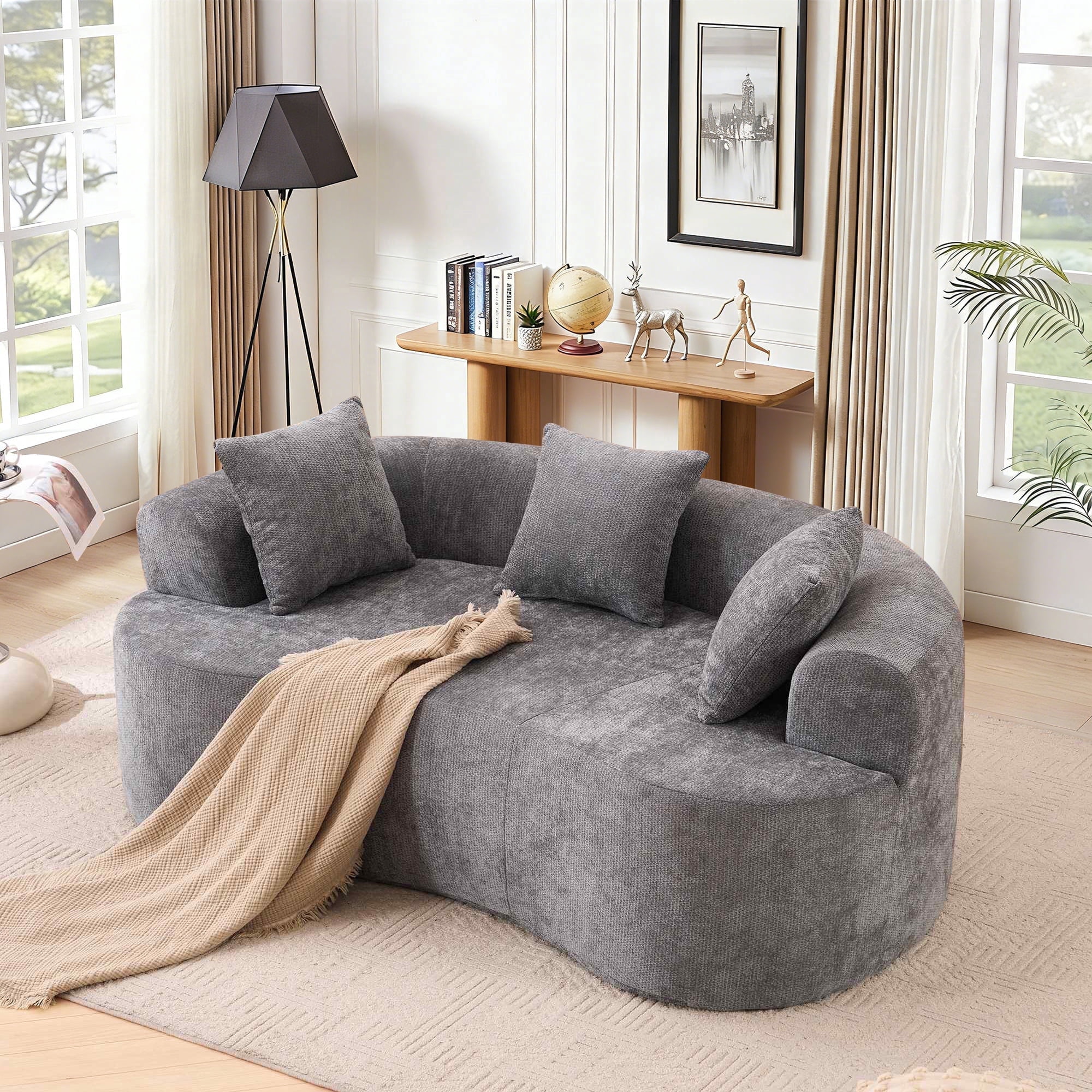 Timbernest 79" Modular Sofa Deep Seat, Curved Sofa Living Room, Modern Cloud Couch, No Assembly, Gray