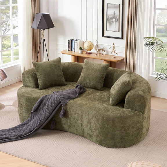 Timbernest 79" Modular Sofa Deep Seat, Curved Sofa Living Room, Modern Cloud Couch, No Assembly, Green