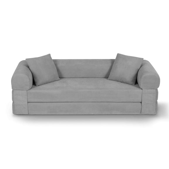 Timbernest 80" Convertible Sofa Bed, Corduroy Sleeper Couch with Storage Pockets for Living Room, Light Gray