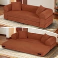thumbnail image 1 of Timbernest 80" Convertible Sofa Bed, Corduroy Sleeper Couch with Storage Pockets for Living Room, Orange, 1 of 12