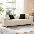 thumbnail image 1 of Timbernest 82.7" Corduroy Sofa, Modern 3 Seater Sofa with 4 Pillows, High-end Couch for Living Room, Bedroom, Office, Milk White, 1 of 4