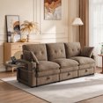 thumbnail image 1 of Timbernest 89" Sectional Sofa for Living Room, 3 Seater Chenille Cloud Couch with Storage, USB Ports, Coffee, 1 of 9