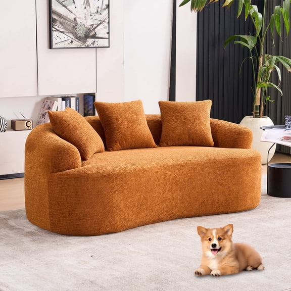 Timbernest 65" Loveseat, Modern Modular Sofa in a Box for Small Spaces, Orange