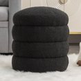 thumbnail image 1 of Timbernest Boucle Round Ottoman Footrest Stool, Black, 1 of 2