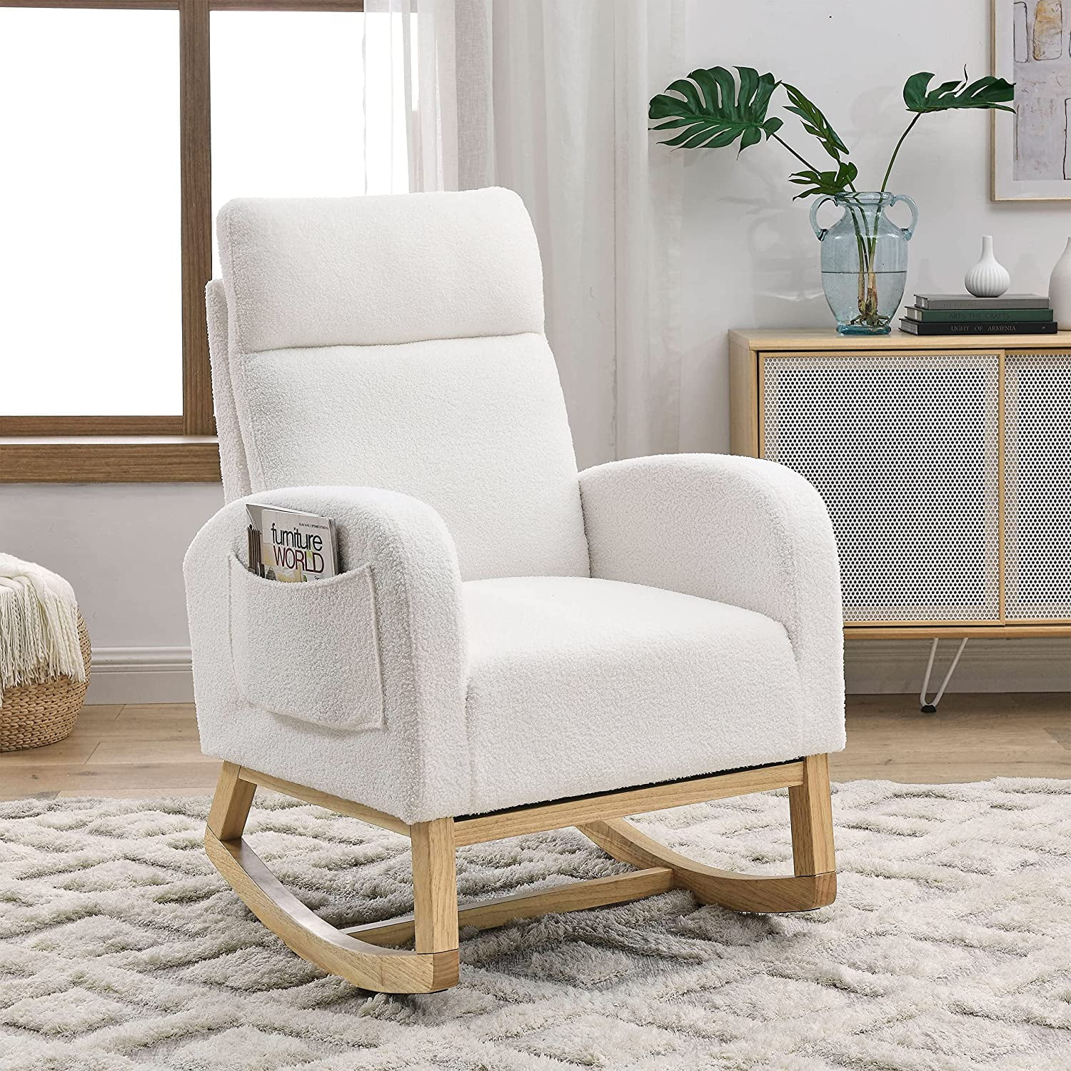 Timbernest Glider Rocking Chair for Nursery, Modern High Back Accent ...