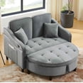 thumbnail image 1 of Timbernest Loveseat with Storage Ottoman, Convertible Sofa Bed with USB for Living Room, Gray, 1 of 10