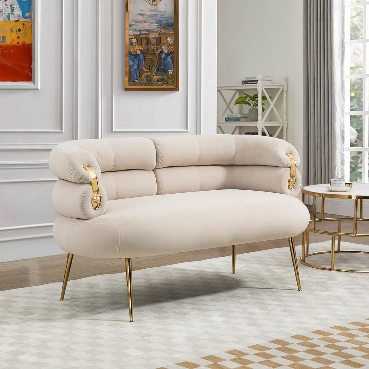 Timbernest Modern Upholstered Loveseat Sofa, 2-Seater Sofa for Living ...