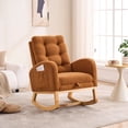 thumbnail image 1 of Timbernest Nursery Rocking Chair, Upholstered Arm Chair for Living Room, Comfy Chair with Footrest, Side Pocket and High Backrest, Camel, 1 of 9