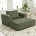 thumbnail image 1 of Timbernest Oversized Lounge Chair with Ottoman, 51" Corduroy Modular Floor Sofa with Deep Seat, Green, 1 of 6