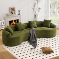 thumbnail image 1 of Timbernest Sectional Couch, 110" Curved Chenille Sleeper Sofa, 4 Seater Modular Sectional with 4 Pillows for Living Room, Green, 1 of 10