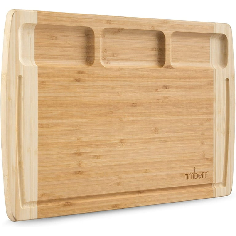 Timberr Large Charcuterie Board Organic Bamboo Cutting Board for Kitchen -  Wood Chopping Block, Meat and Cheese Board 18 x 12 Inches 18x 