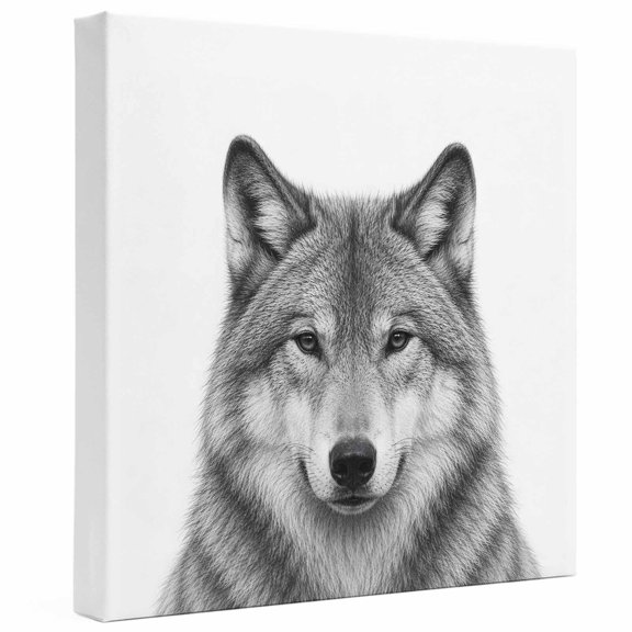 Timberwolf Canvas Wall Art for Living Room, Minimalist Black White Sketch Portrait Poster Print Painting for Bedroom Dining Room Balcony Decoration Wall Pictures Prepare To Hang 10"x10"
