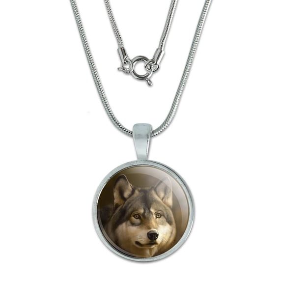 Timberwolf Timber Wolf Wolves 0.75" Pendant with Sterling Silver Plated Chain