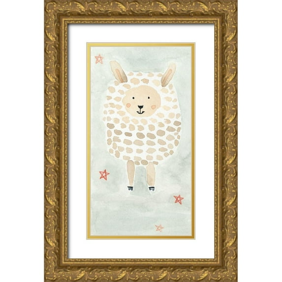 Timbrook, Natalie 11x18 Gold Ornate Wood Framed with Double Matting Museum Art Print Titled - Counting Sheep No. 3