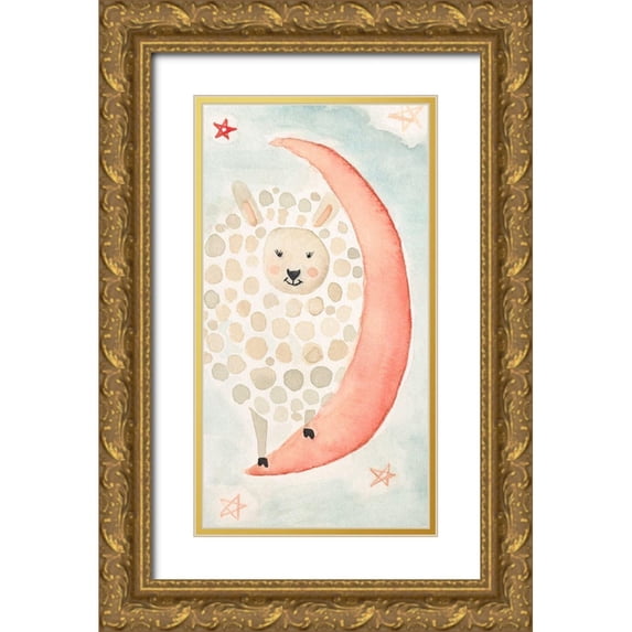 Timbrook, Natalie 15x24 Gold Ornate Wood Framed with Double Matting Museum Art Print Titled - Counting Sheep No. 4